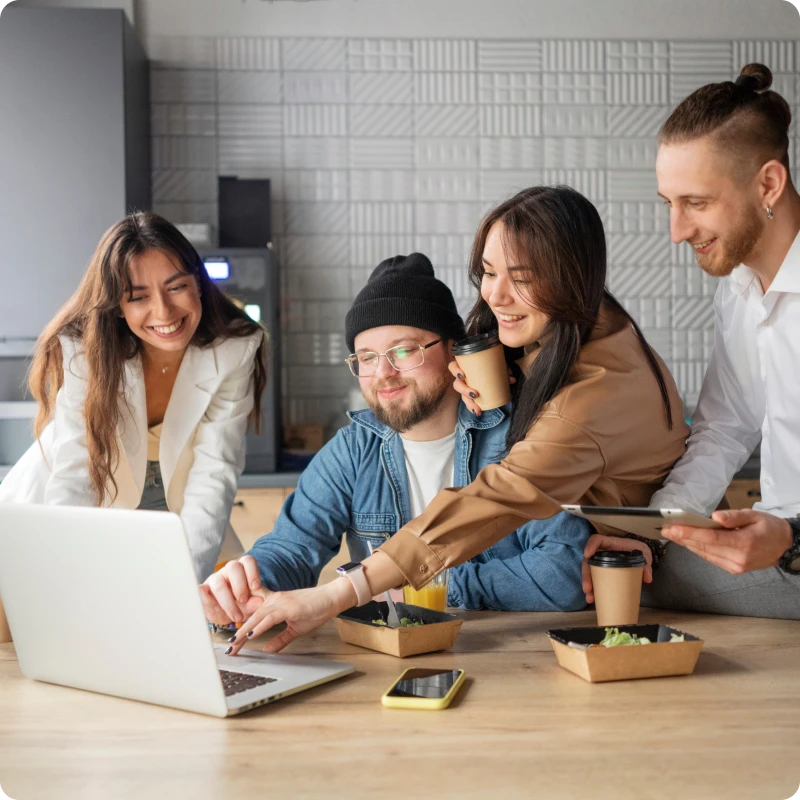 Team Collaborating Laptop